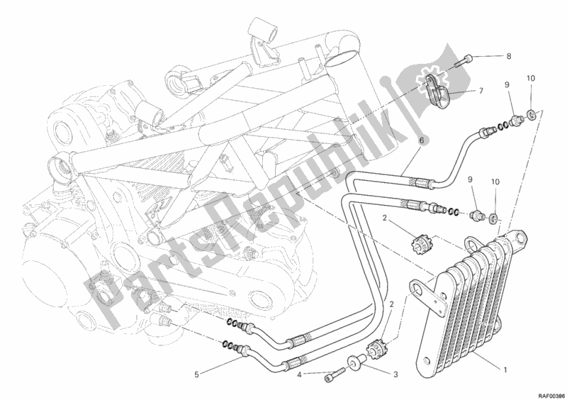 All parts for the Oil Cooler of the Ducati Monster 795-Thai 2012